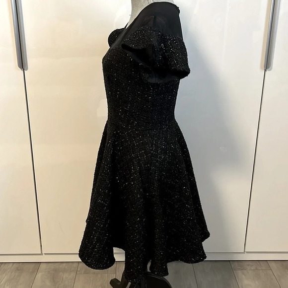 Flared Boucle and Sheer Dress NWOT, Size M - Picture 5 of 13